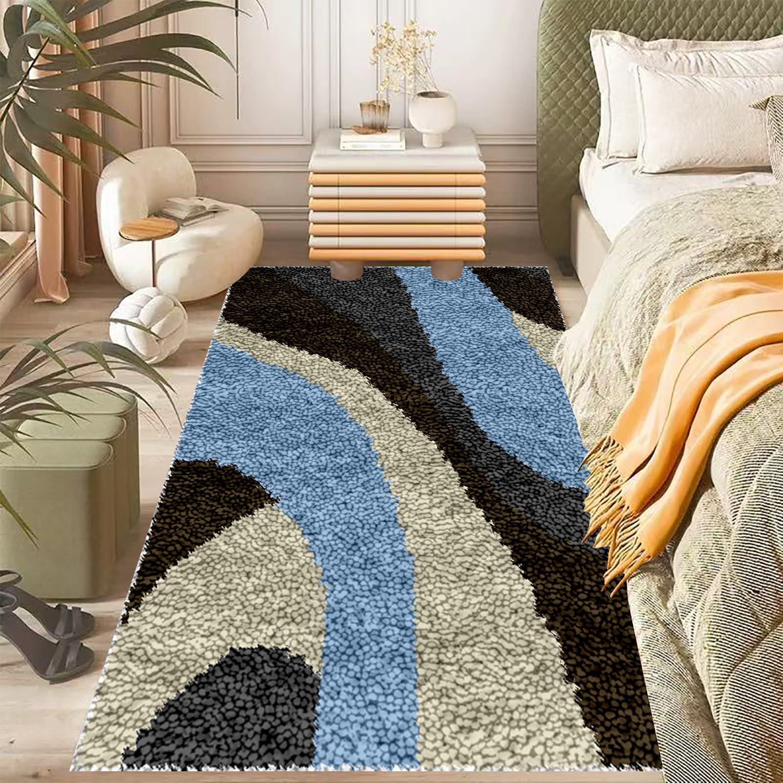 Kit Ganci a Chiavistello per Adulti, Kit Gancio di Chiusura Tappeto, Fai da Te Tappeto Kit da Ricamo per Principianti, Tappeto per Uncinetto Latch Hook Rug Kit, Ricamo a Punto Croce 38 x 52 cm