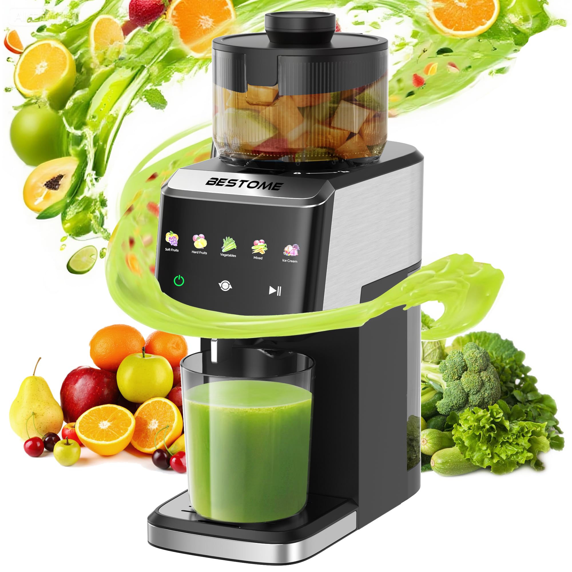 Photo 1 of Cold Press Juicer, 5.12" Wide Feed Chute Juice Extractor Machine, Slow Masticating Juicer with Quiet Motor, High Juice Yield, BPA-Free, Juice Maker for Whole Fruits, Vegetables & Leafy Greens