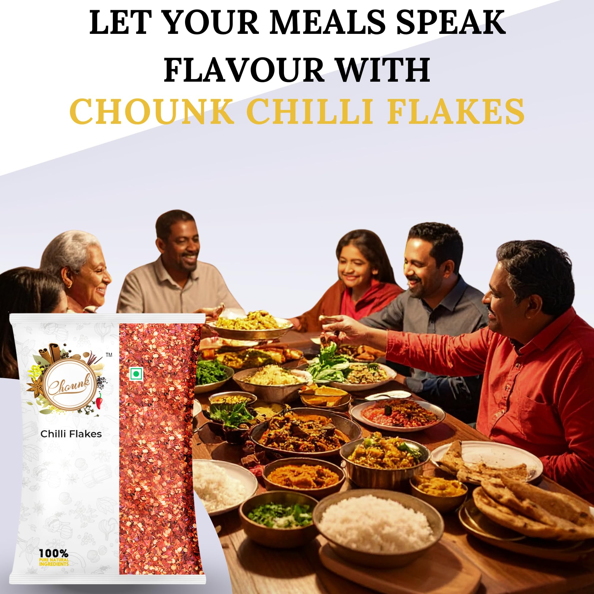 Chounk Red Chilli Flakes Premium Chilly Flakes for Cooking | Chilli Flakes for Pasta, Pizza, and Snacks with No Added Preservatives - 50gm - Image 5 thumbnail