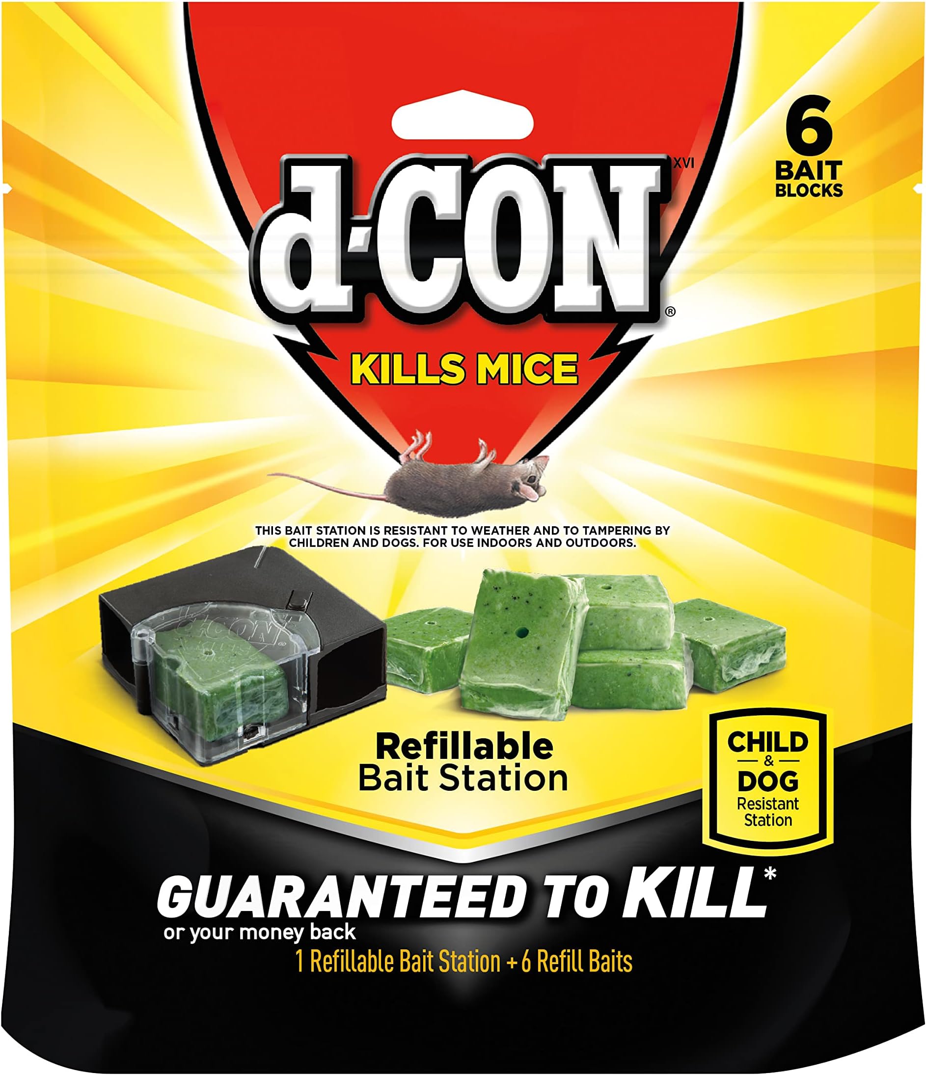 Corner Fit Mouse Poison Bait Station, 6 Count (Pack of 8)