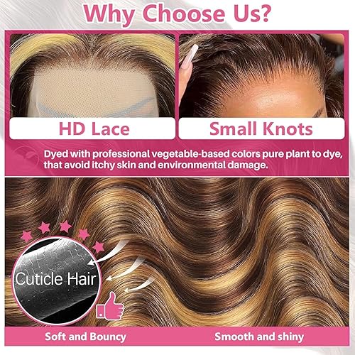 Miniatura 4 de Pelucas de cabello humano 100% virgen ondulado HD con encaje frontal de 13 x 6 pulgadas, densidad 200, preestilizadas, color natural, sin pegamento,