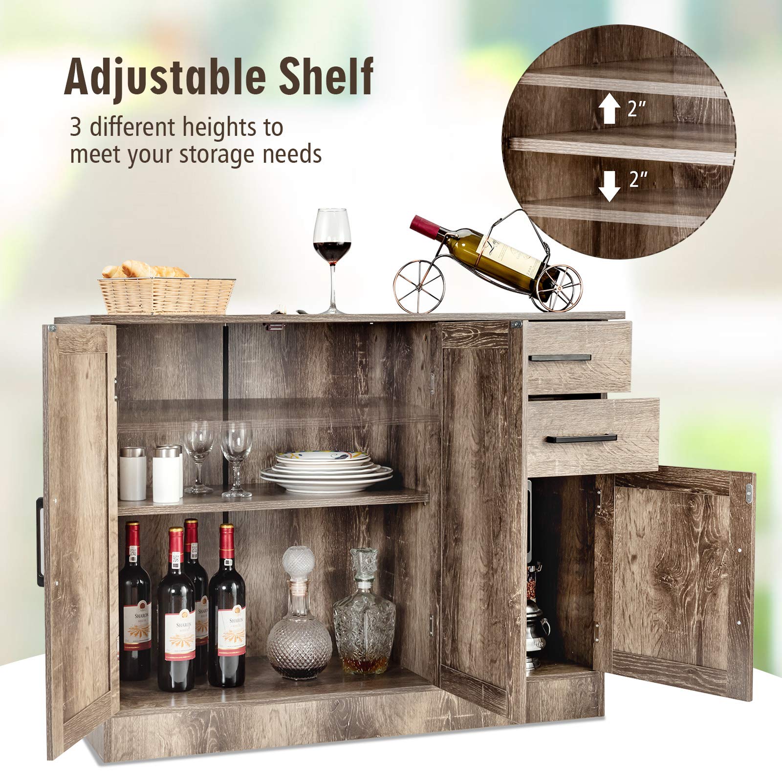 Giantex Buffet Server Sideboard Storage Console Table Utensils