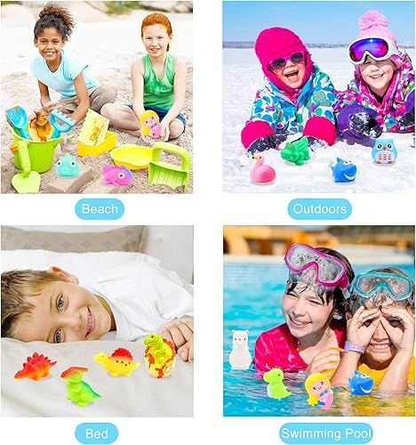 Miniatura 6 de Juguete de baño de animales flotante, intermitente automático, paquete de juguete de aprendizaje temprano con 8 piezas de dinosaurio, tiburón,