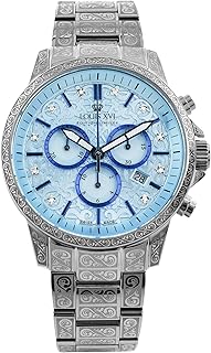Palais Royale 2.0 1831 - Ø 43 mm - Herren Uhr - Wasserdicht - Armband Silber - Zifferblatt Baby Blue eloxé bleu mit Diamanten - Schweizer Quarzwerk