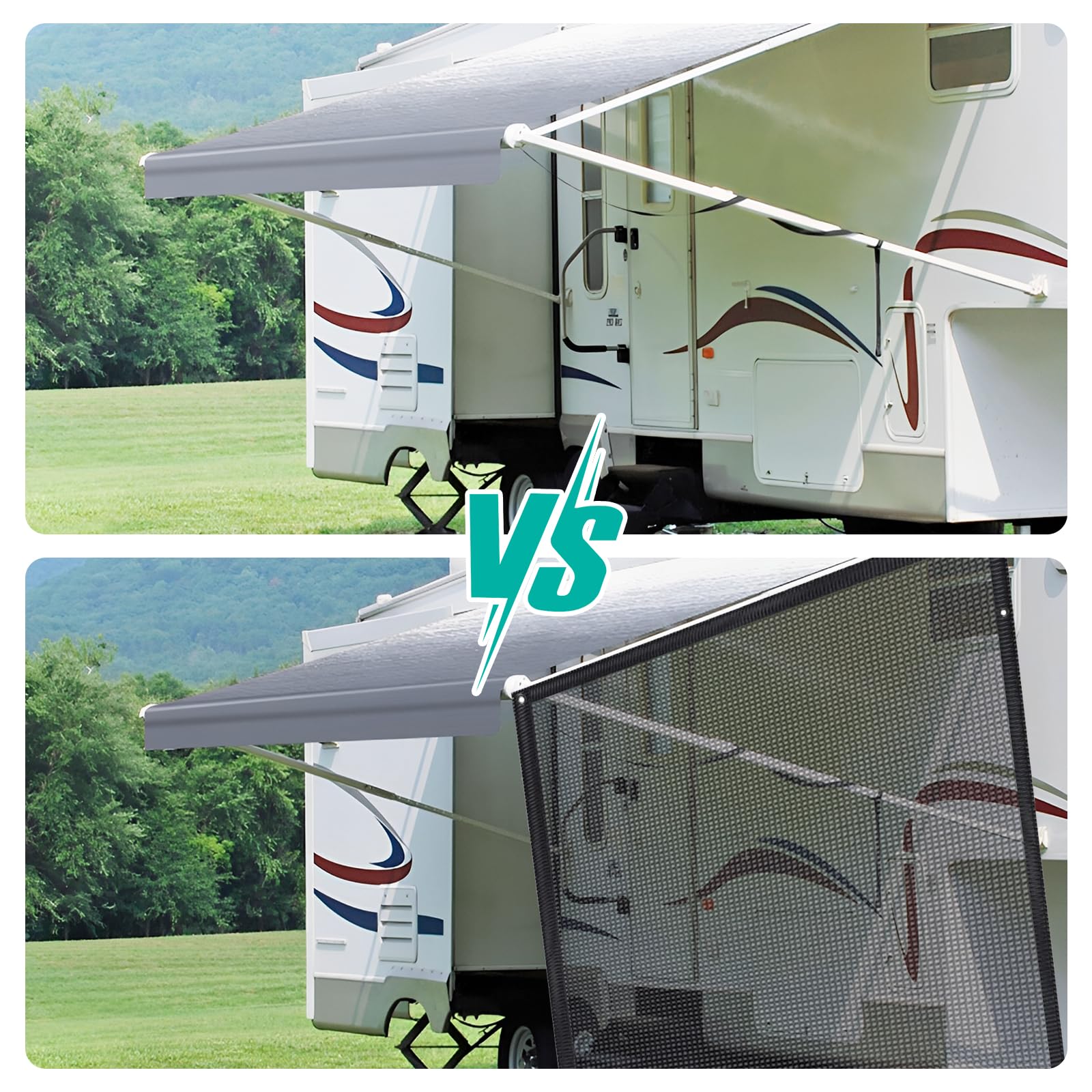 LIROPAU Wohnmobil-Markisen-Seitenschatten, Wohnmobil View Blocker Sonnenschutz, Schutz vor Sonne und Hitze, 86% View Blocker Markisen, für Wohnwagen, Campingwagen, Wohnmobil (Schwarz, 2.5(H) X 2.1(W))
