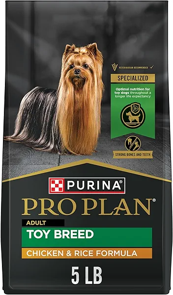 Purina Pro Plan Toy Breed Dog Food, Chicken and Rice Formula With Guaranteed Live Probiotics - 5 lb. Bag