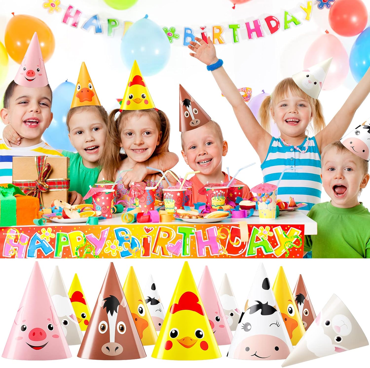 Zhanmai 30 Pcs Animal Themed Costume Headwear for Farm Kids Birthday Party Favor, DIY Photo Props Toddlers Baby Holiday Games Party Decoration, Horse, Chicken, Duck, Sheep, Cow, Pig - Image 7