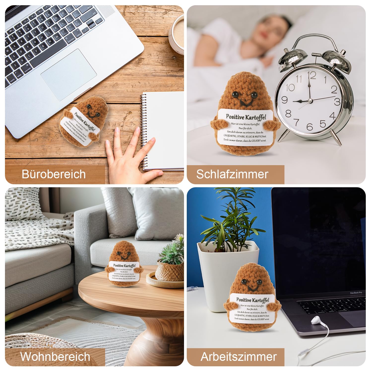 Positief Aardappel Gehaakt, 12,5 cm Grappig Positief Aardappel Gebreid Poppenspeelgoed met Inspirerende Kaart Positief Leven Aardappel met Konijnenoren Paascadeaus voor Decoratie (Wit Positief Aardappel Gehaakt, 12,5 cm Grappig Positief Aardappel Gebreid Poppenspeelgoed met Inspirerende Kaart Positief Leven Aardappel met Konijnenoren Paascadeaus voor Decoratie (Wit