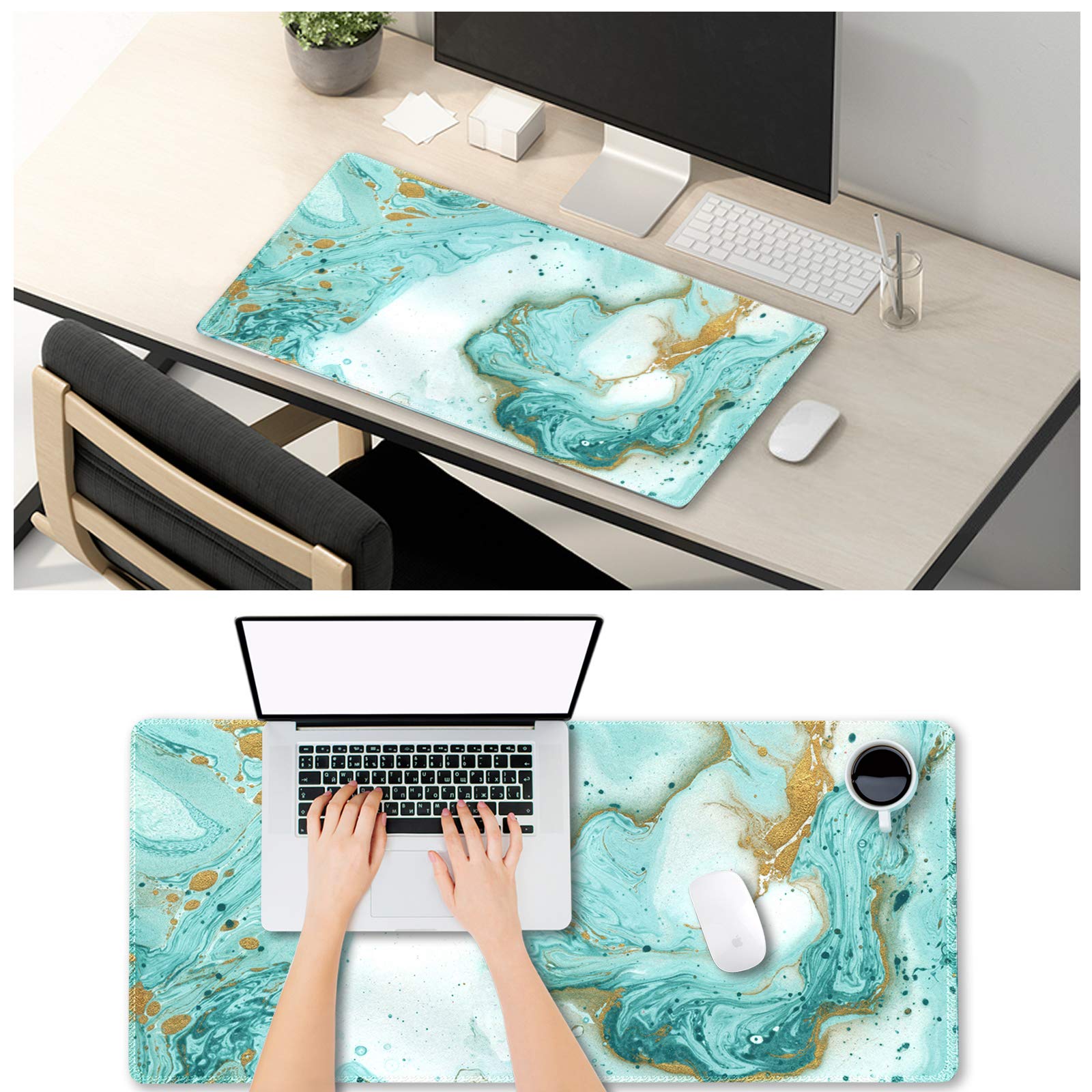 ARTSO Blue RGB Gaming Mouse Pad, XXL Mousepad Non-Slip Rubber Base