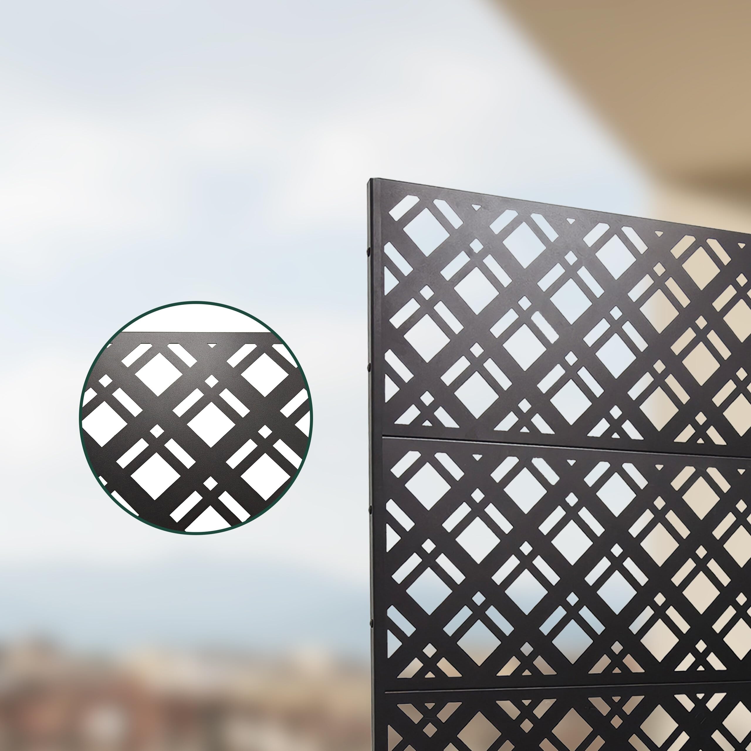Relaxdays Ochrona prywatności, motyw diamentowy, do ogrodu, na balkon i basen, parawan, wys. x szer.: 183 x 110 cm, metal, czarny