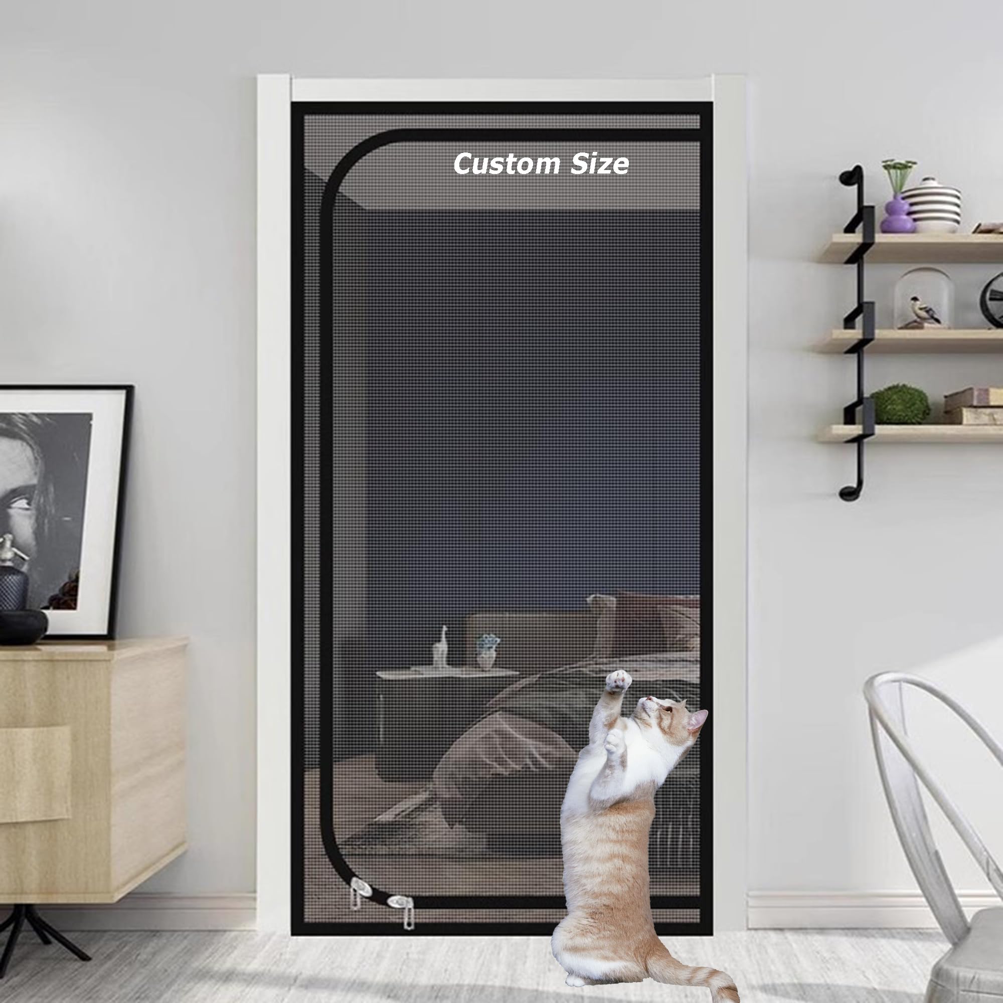 Xxiudee Grey Custom Size Pet Protection Screen Door, Self Adhesive Cat Proof Screen Mesh Balcony Bedroom Net, Fly Screen Mosquito Net, Suitable For Living Room Kitchen Patio (W*H:80 * 200Cm)