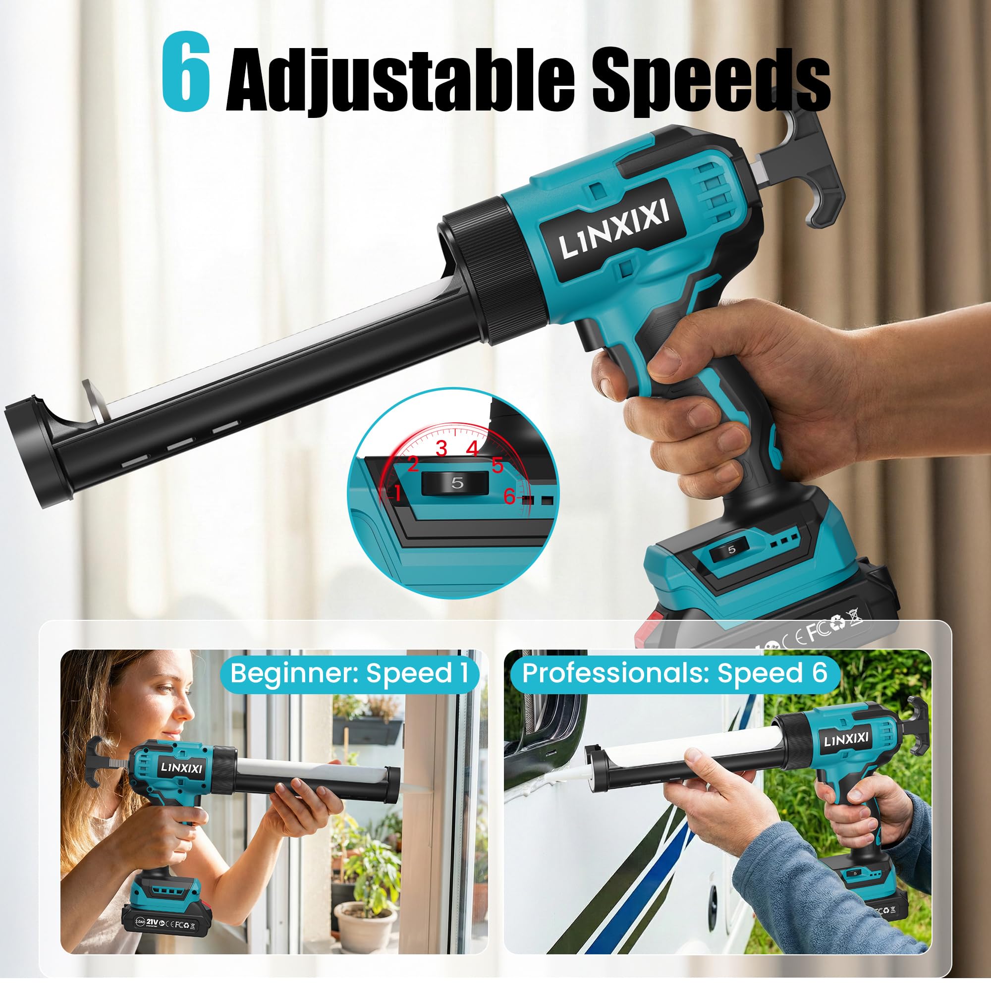 Prensa de cartuchos de batería compatible con Makita 18 V, prensa de cartuchos eléctrica, pistola de silicona con LED, velocidad regulable, antigoteo para reparación de montaje (sin batería)