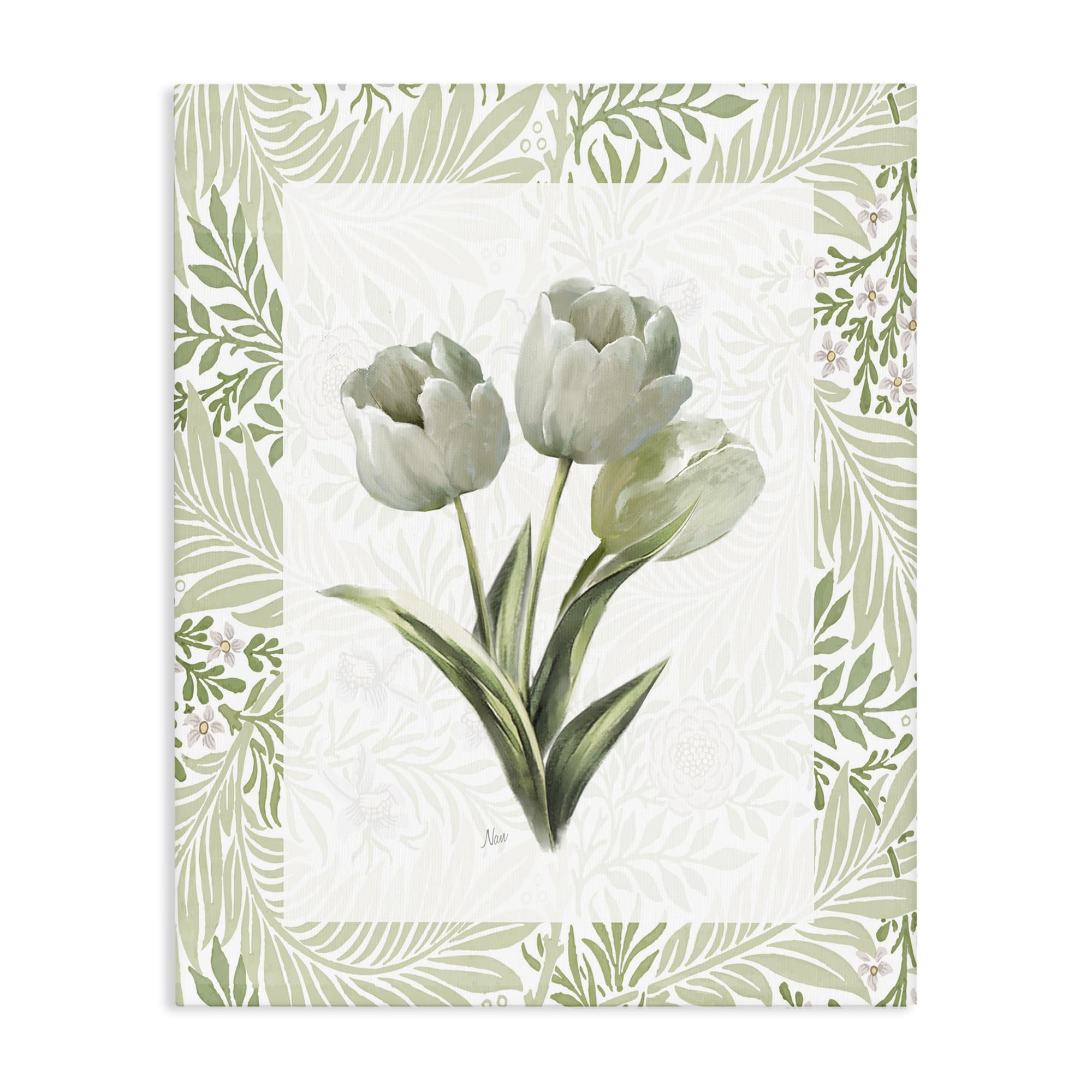Stupell Industries 'Pale Green Tulip Trio', Canvas Art, 24 x 30 Inches, Easy to Hang and Sturdy, Made in USA, by Nan