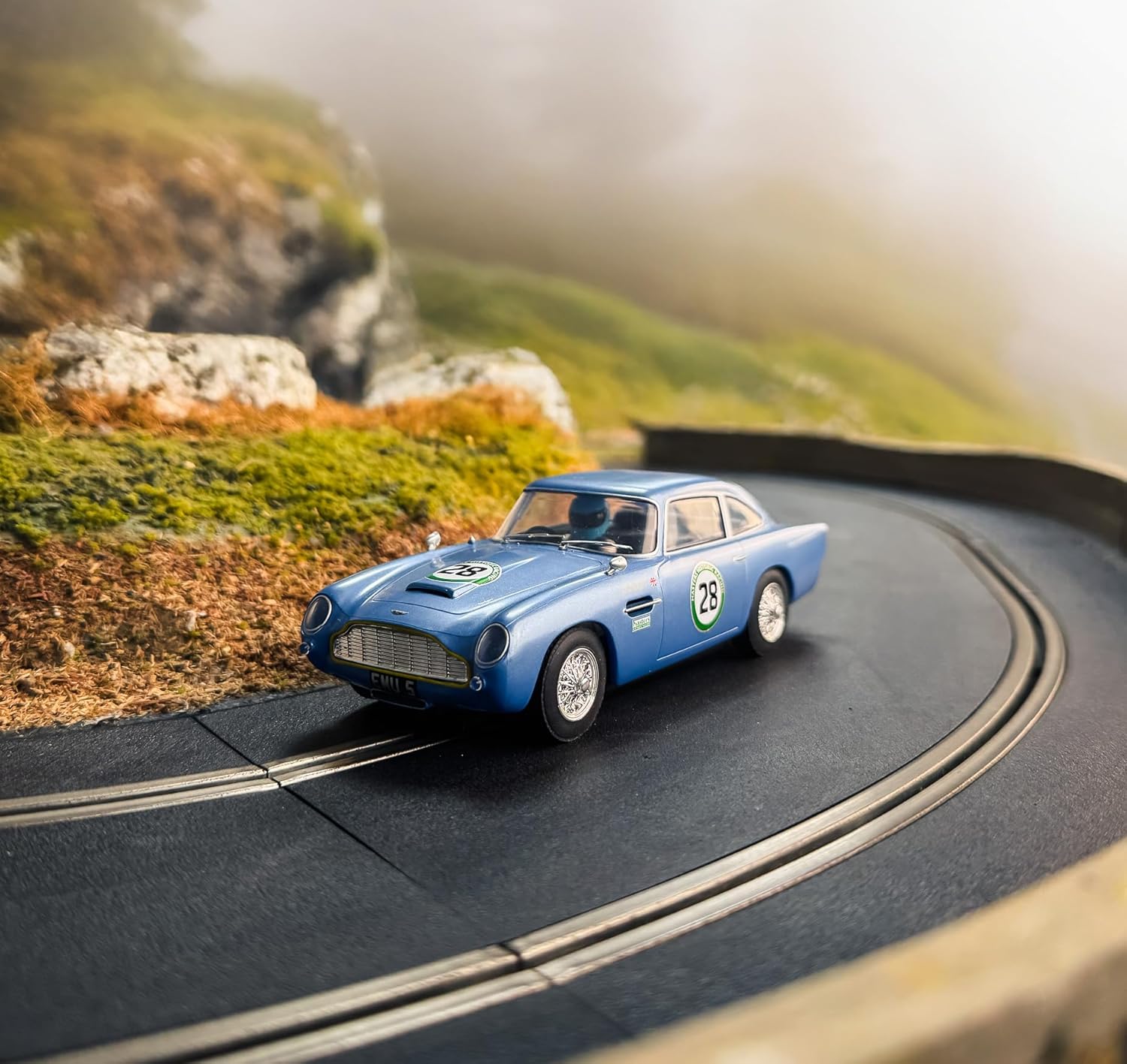 Scalextric C4599 Aston Martin DB5 - Blue & Yellow - Historic GT Racing, Toy Slot Car for use with Race Tracks and Set - Gift Ideas for Kids and Adults, Scalextric Accessories