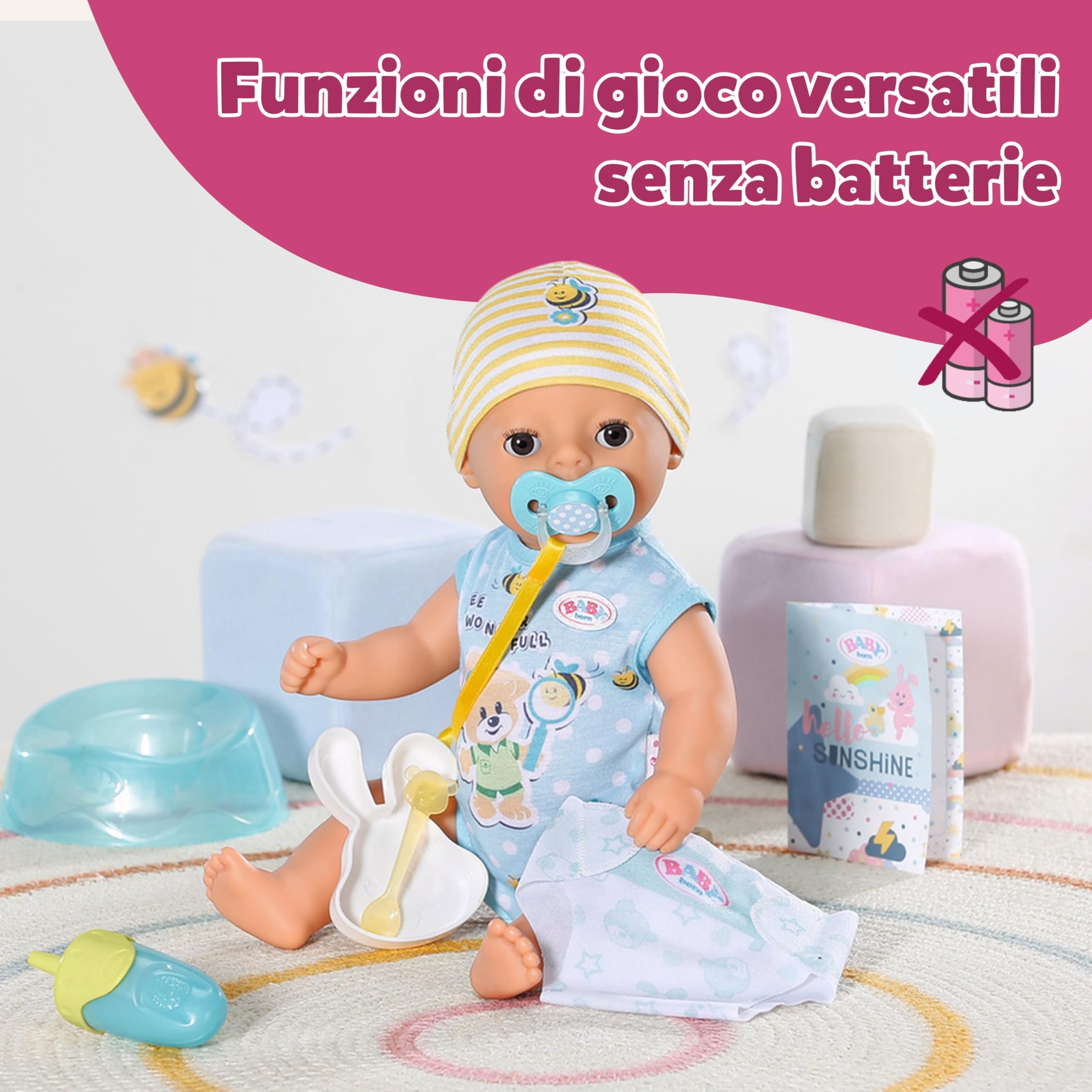 BABY born Lukas (Little Baby Boy) - Bambola di 36 cm - 7 funzioni incl. accessori e tutina - Funziona completamente senza batterie - Adatto a bambini a partire da 1 anno