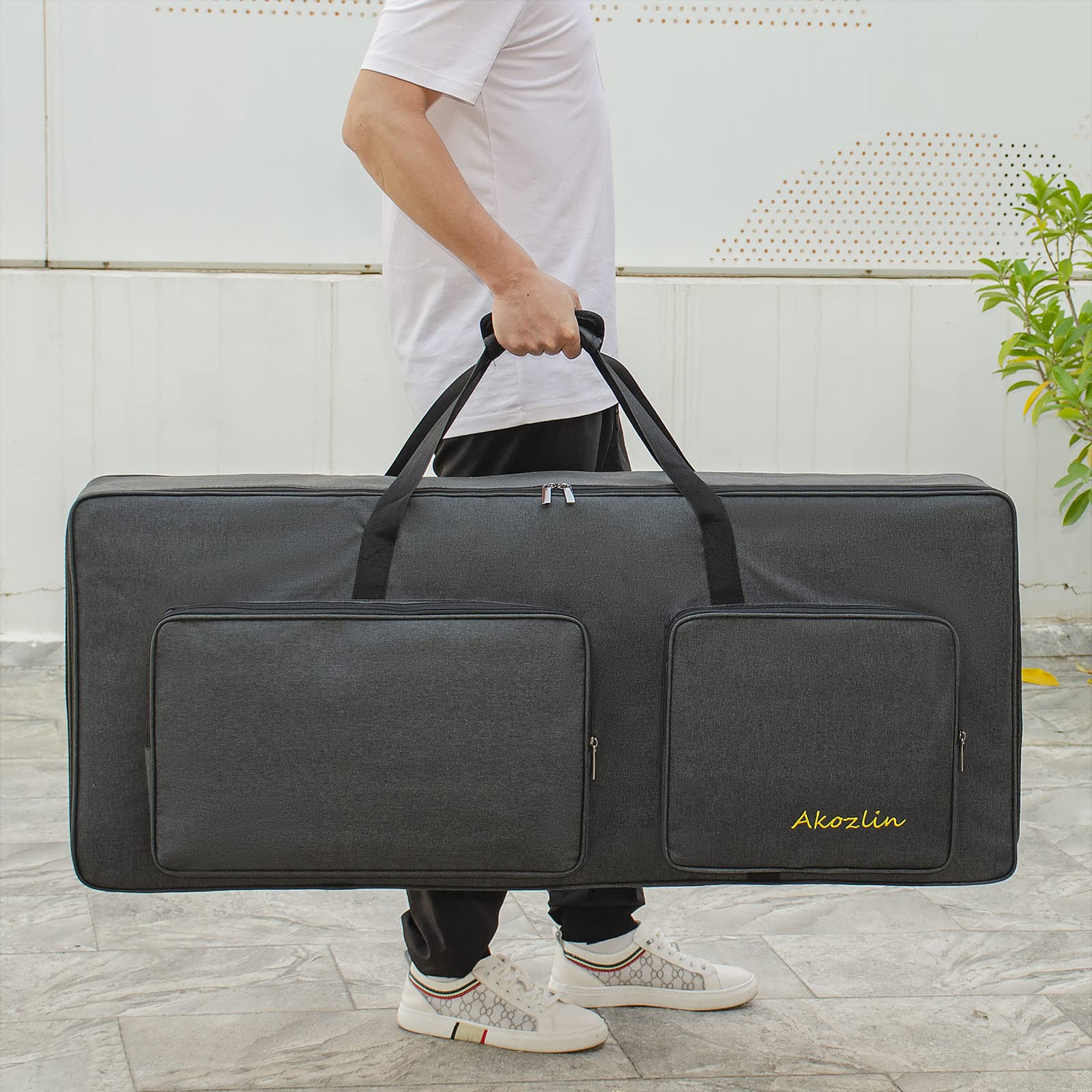 AKOZLIN 61 Keyboardtasche,Tragbar,Gepolstert,Wasserdicht,Oxford-Stoff | Gepolstert, Gigbag, Universell, Wasserdicht,10 mm Perlwatte-Polsterung,107 x 45 x 17 cm