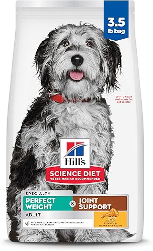 Hill's Science Diet Adulto Perfect Weight & Joint Support - Alimento seco para perros con receta de pollo, bolsa de 3.5 libras