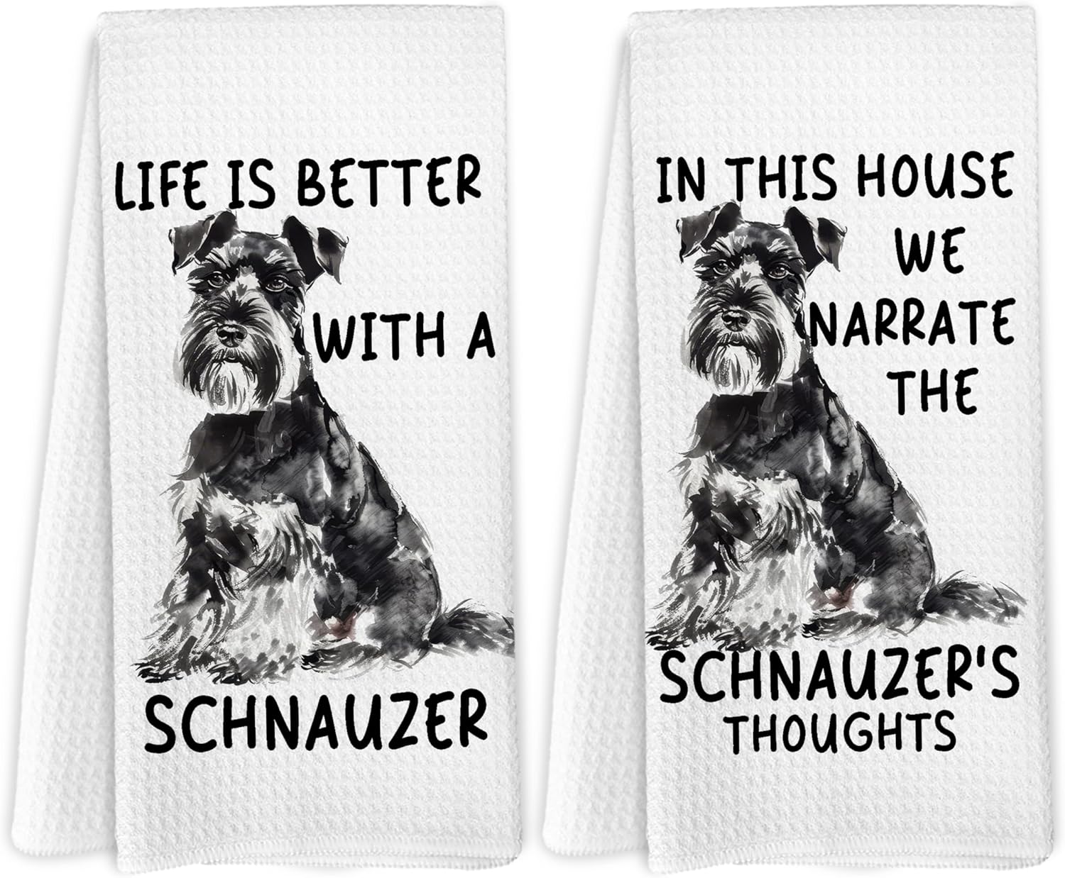 Yorhifa Schnauzer Gifts Kitchen Towels Set of 2, Schnauzer
