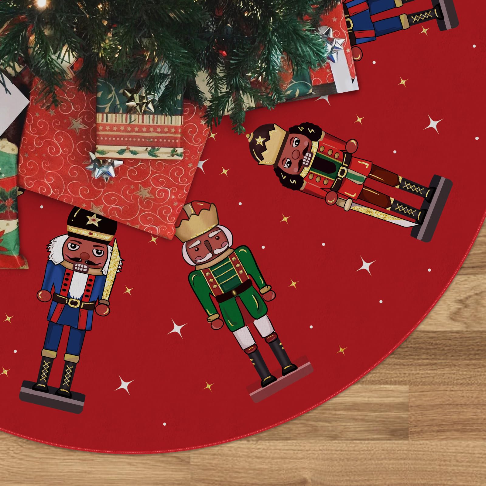 Christmas Tree Skirt Red Tree Skirt Nutcracker Christmas Xmas Winter Tree Skirt 36 Inch for Christmas Indoor Outdoor Decorations