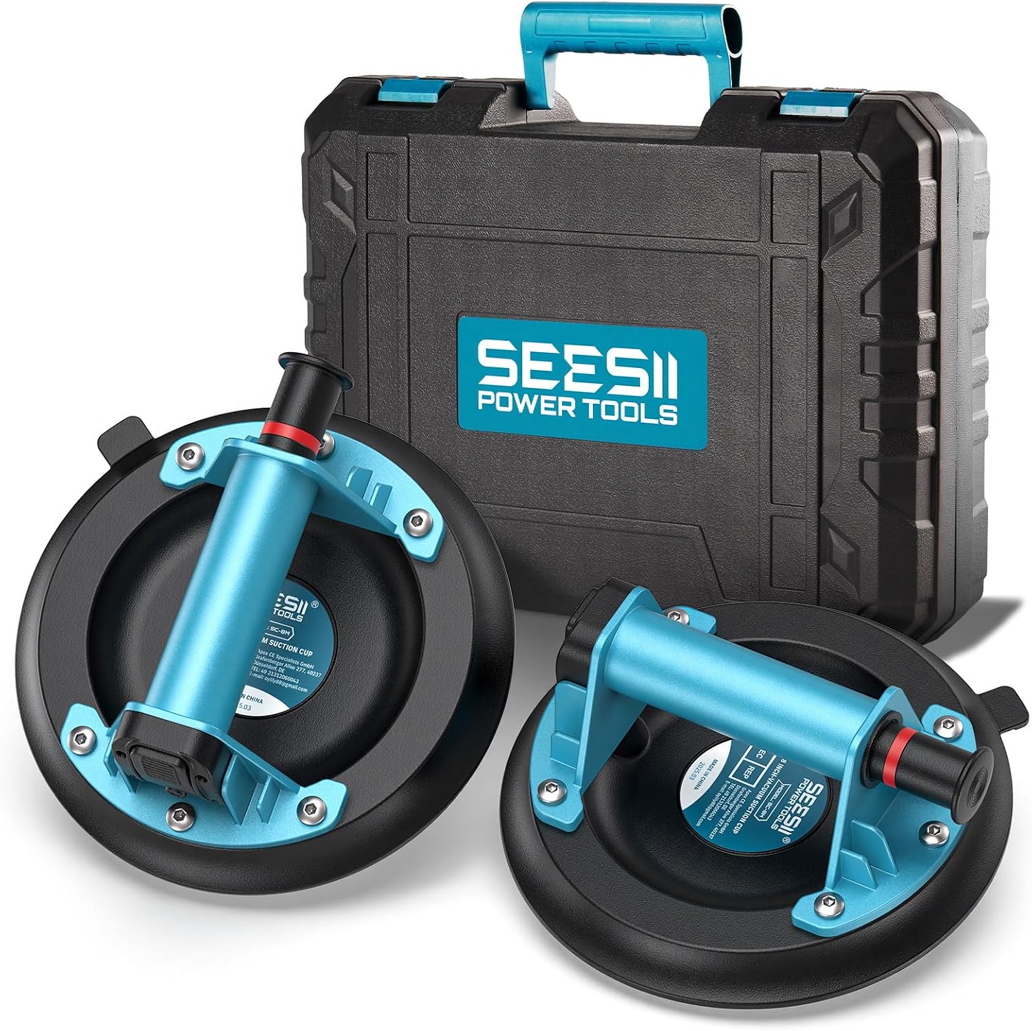 SEESII Ventosas 8" para Vidrio y Azulejos (2 uds.) - Carga 200 kg
