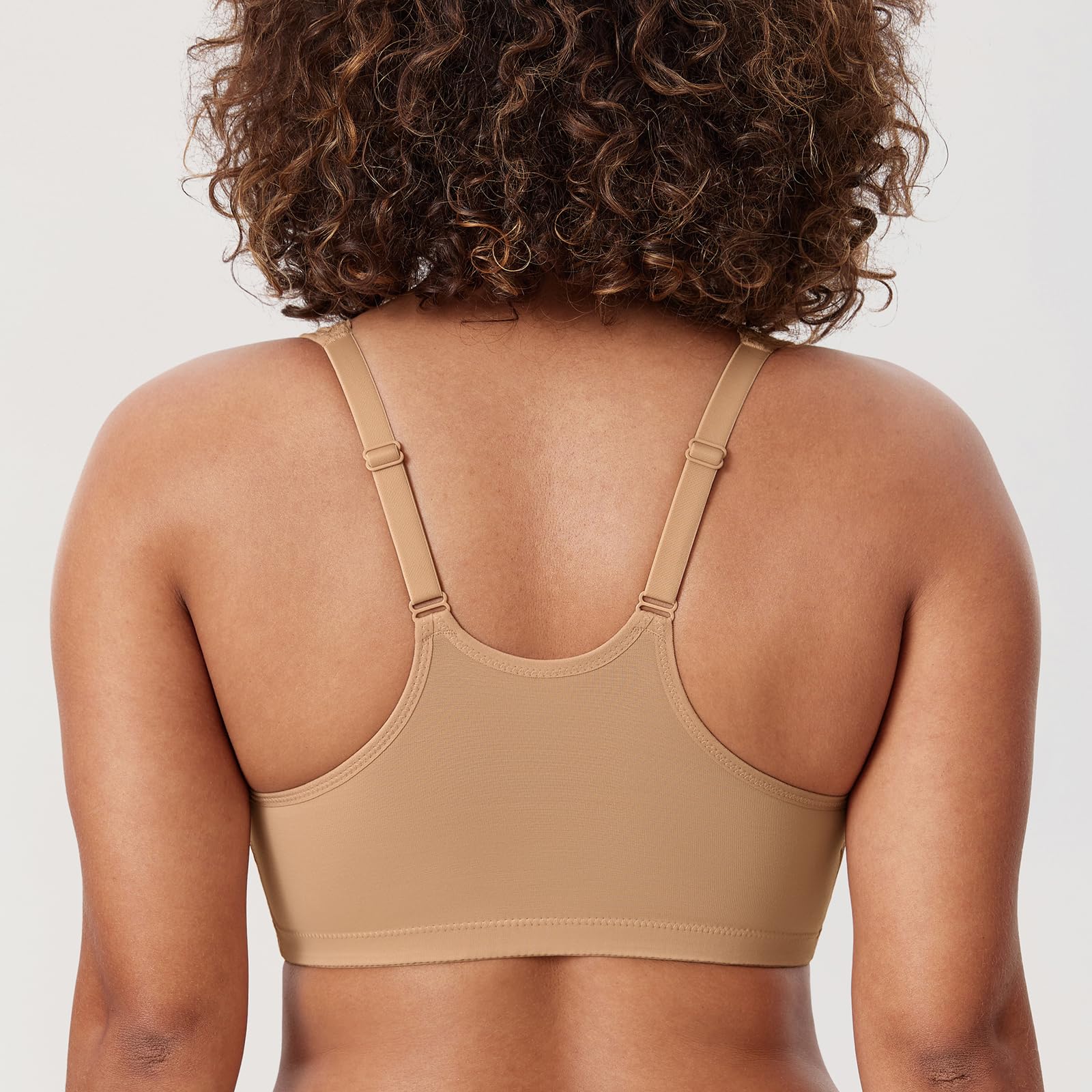DELIMIRA Biustonosze Damskie Zapinane Z Przodu Racerback Plus Size Bezprzewodowe Koronkowe Biustonosze Z Pełnym Pokryciem