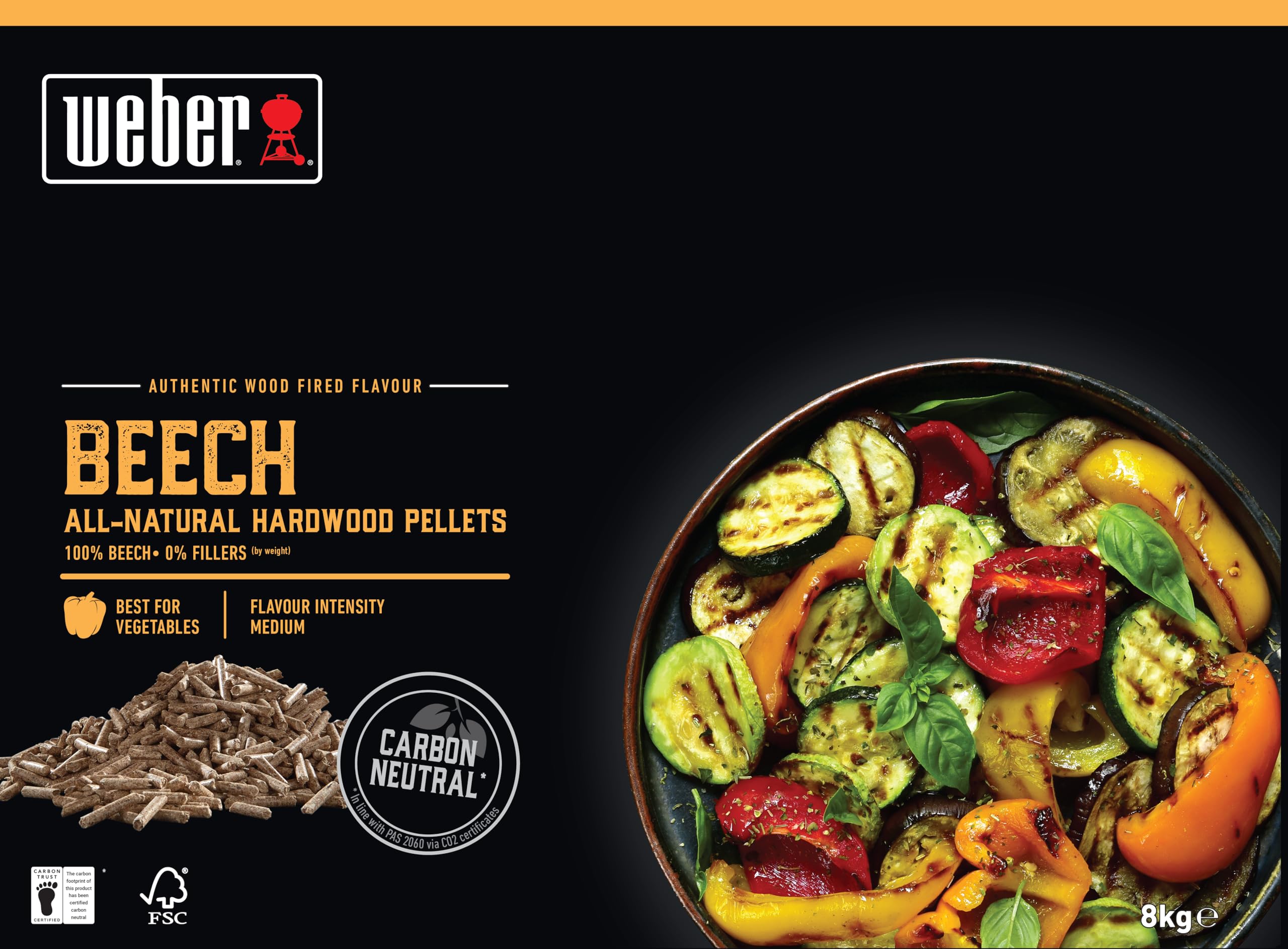 Weber Pellets de Bois Granulés SmokeFire - Pellets Goût Bois de Hêtre, Idéal pour Légumes - Boîte de 8 kg