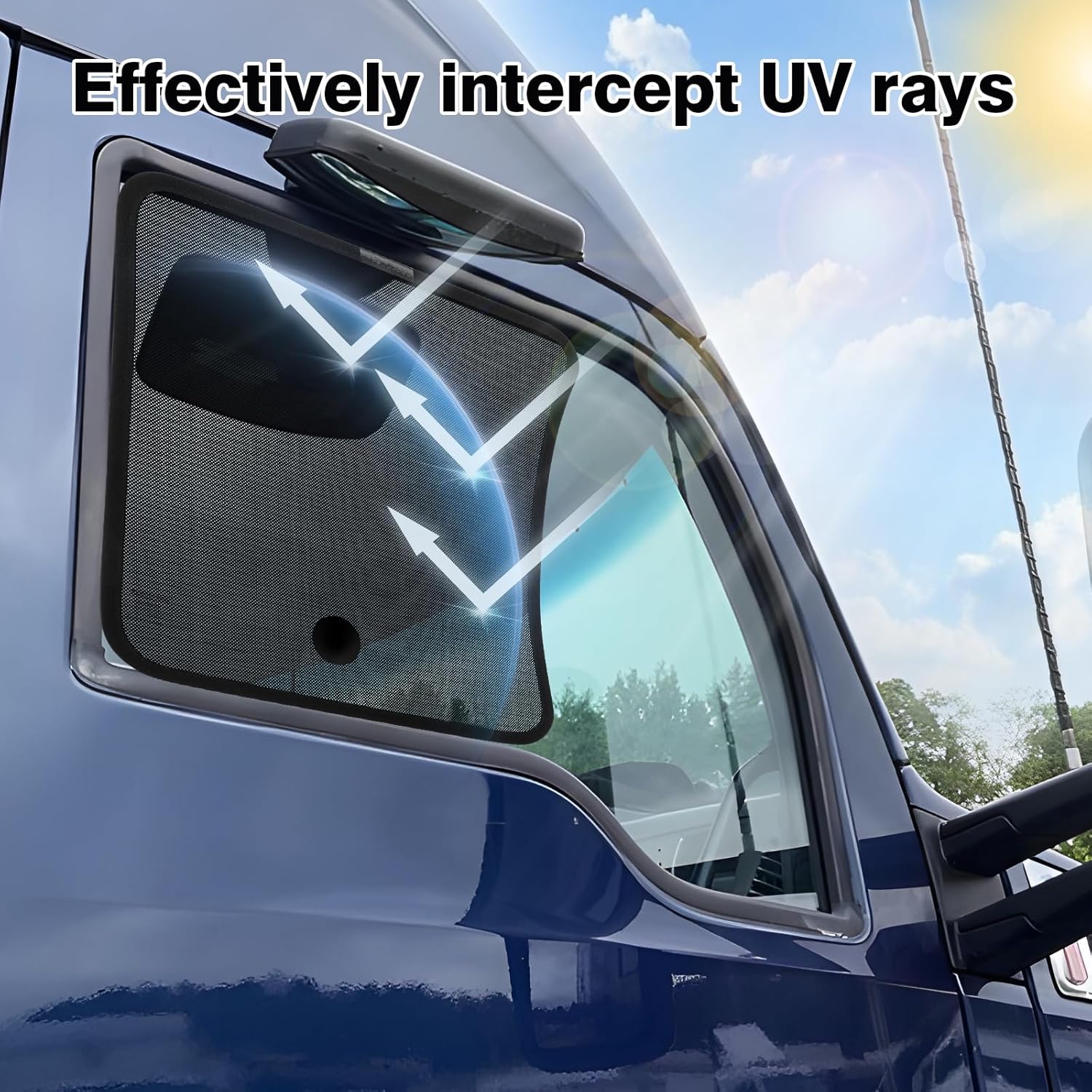 KUST 2PCS Side Window Sun Shade for Semi Truck, 20x16.9 inch Side Window Shade for Kenworth T680 / T880 / W990 (All Years),Sunshade with Suction Cup,Glare Shield UV Protection