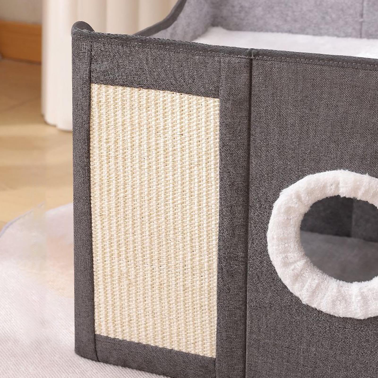 Casa para Gatos Interior 2 Niveles Cueva Cama Gatito Juguete Pelota | Refugio Plegable De Animales Y Mascotas Gatos Perros Cachorros Mascotas Pequeñas Cobijo Invernal del Hog