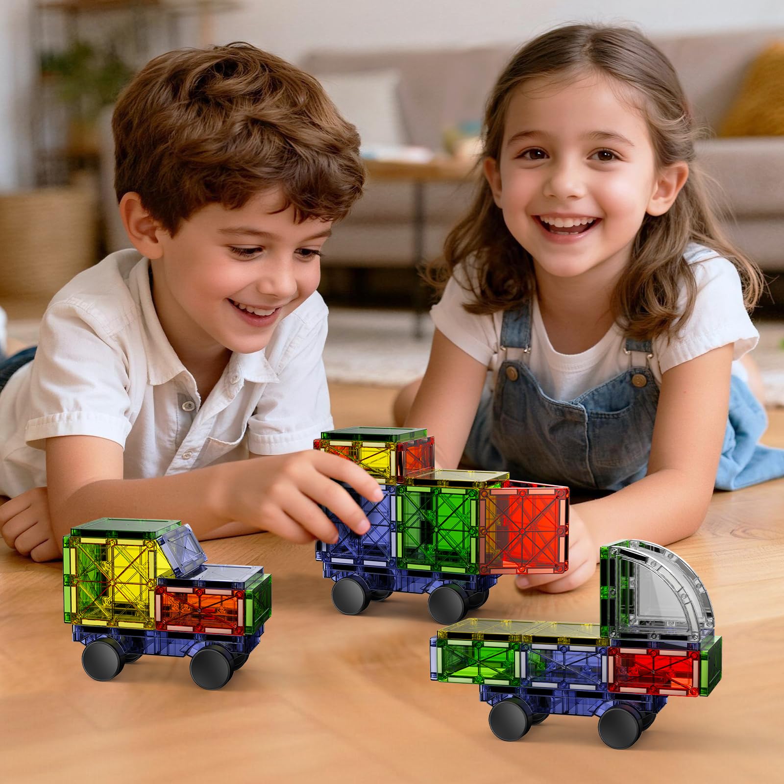 Construction Magnetique Routes Enfant, 40 Pièces Ville Tuiles Magnétiques avec Magnet Voiture, Jeux Blocs de Construction Aimant Jouets Educatif Cadeau pour Fille Garçon 3 4 5 6 7 8 Ans