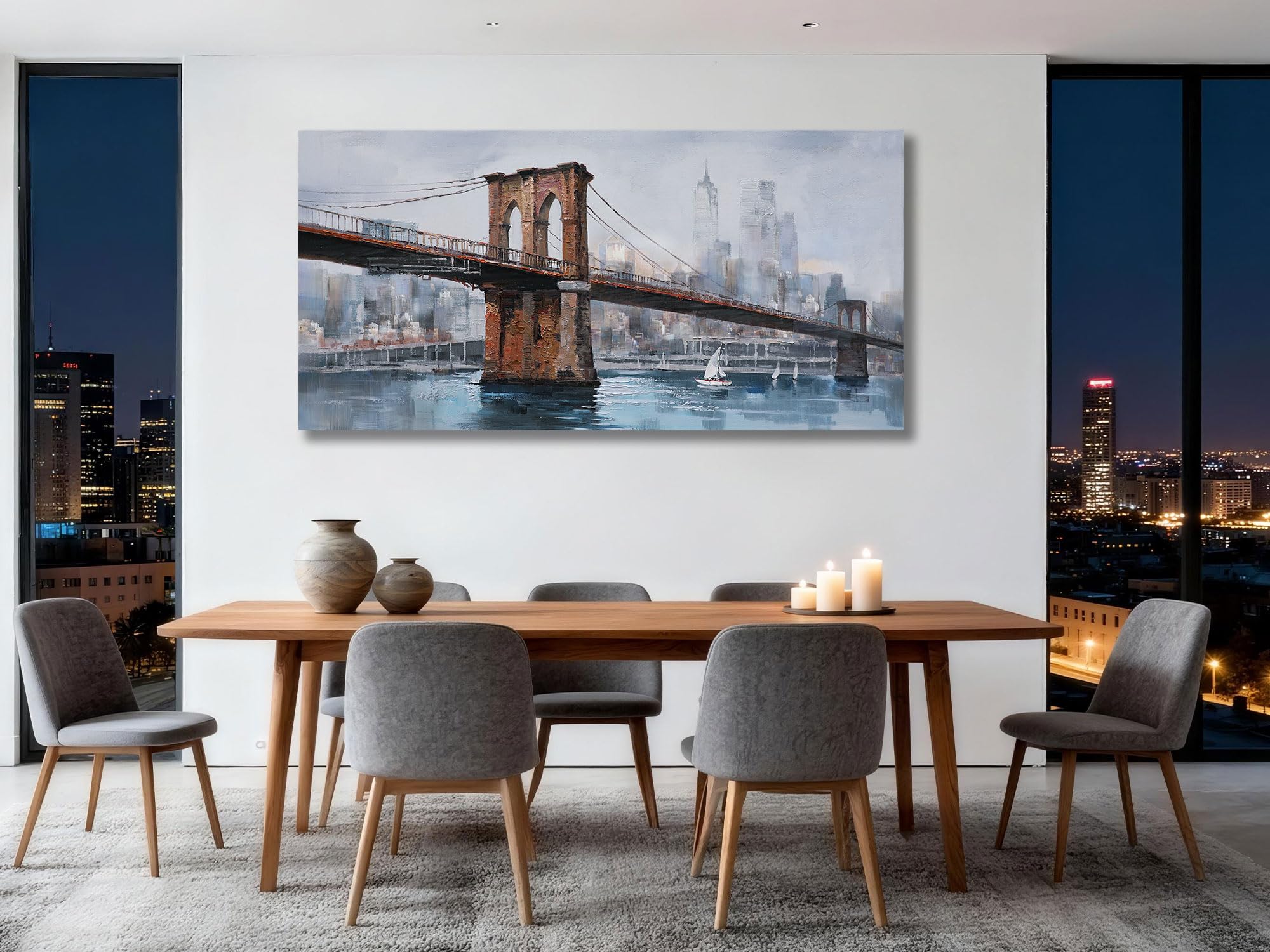 Amazon.com: Ardemy Brooklyn Bridge Wall Art Canvas Cityscape
