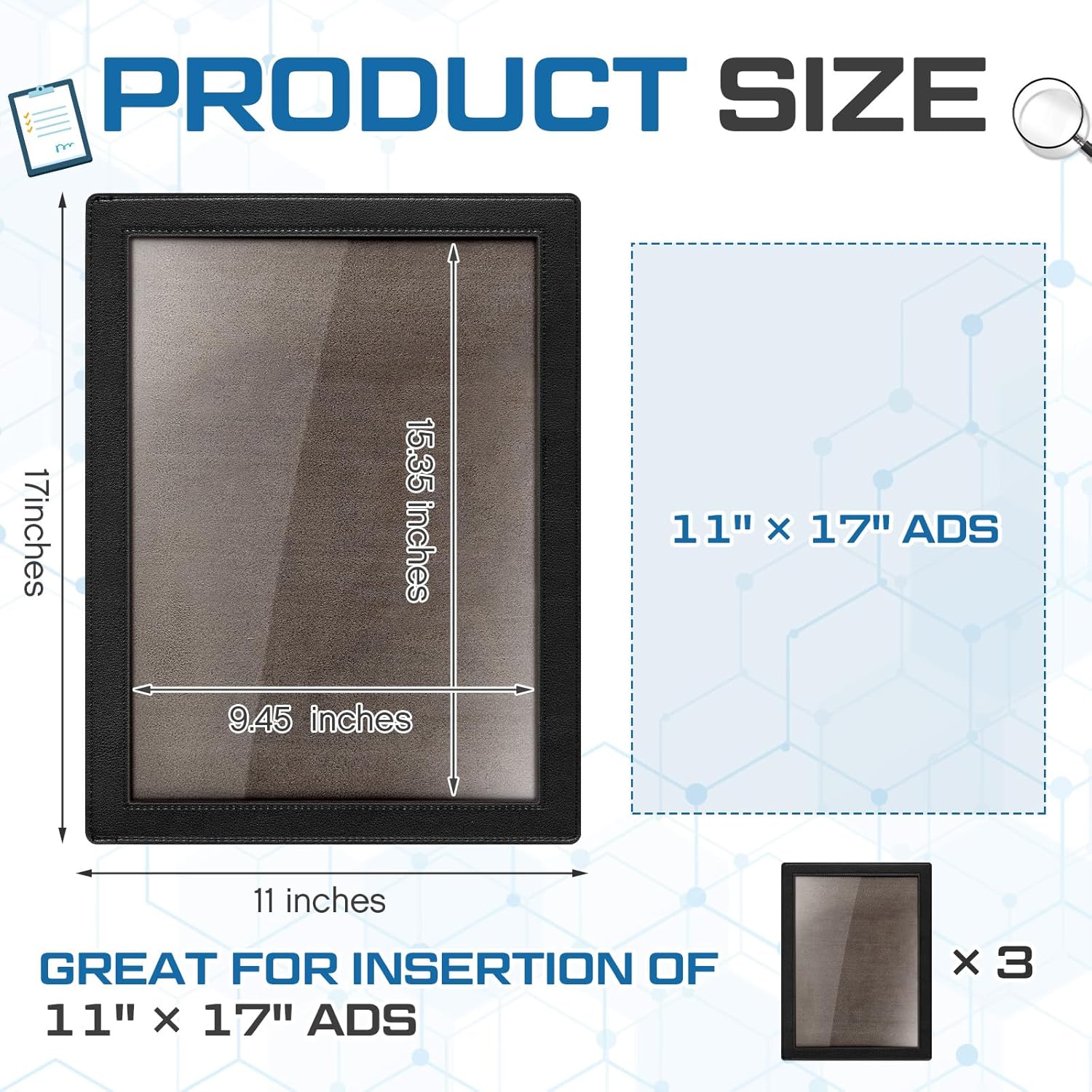 3 Pcs Retail Advertisement Counter Mat 17 x 11 Inch Non Slip Countertop Sign Holder Menu Cover Menu Holder Display Stand for Restaurant Cafe Bar Hotel