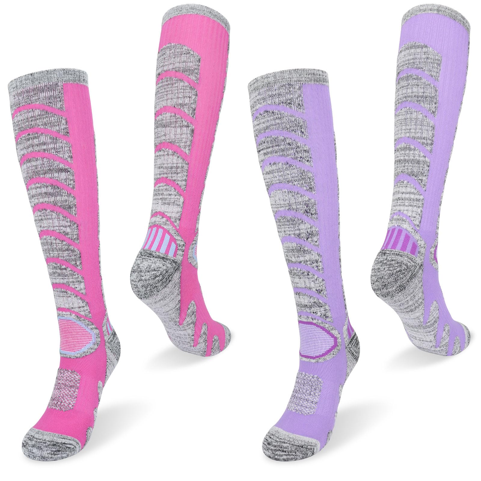 Smlper 2 Pairs Ski Socks Womens 4-7,Knee High Thermal Socks Outdoor Winter Warm Sports Socks for Cold Weather Skiing Snowboarding and Hunting