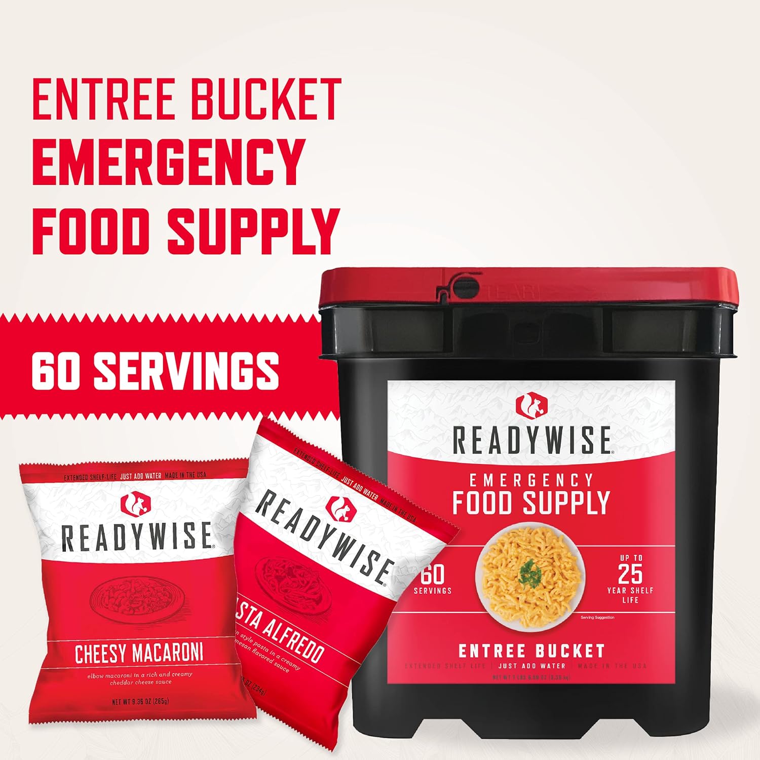 Flash Sale ReadyWise Emergency Food Supply, Freeze-Dried Survival-Food Disaster Kit, Camping Food, Emergency Supplies Ready-Grab Bag, Lunch and Dinner Supply, 25-Year Shelf Life, 60 Servings
