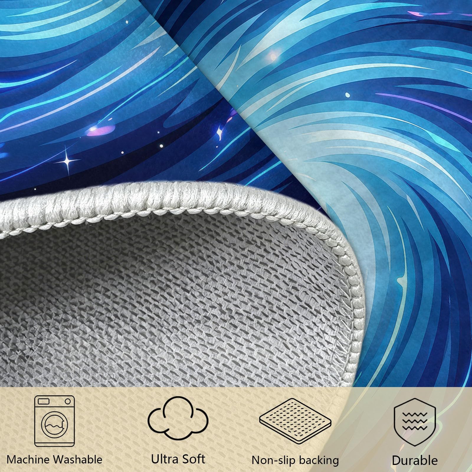 Tapis Salon Lavable en Machine 80 x 150 cm Galaxie Spirale Nébuleuse, Univers Fantastique Tapis de Chambre Doux et Antidérapant - Moquette Poils Courts Intérieure pour Salon Chambre d'enfant Bureau