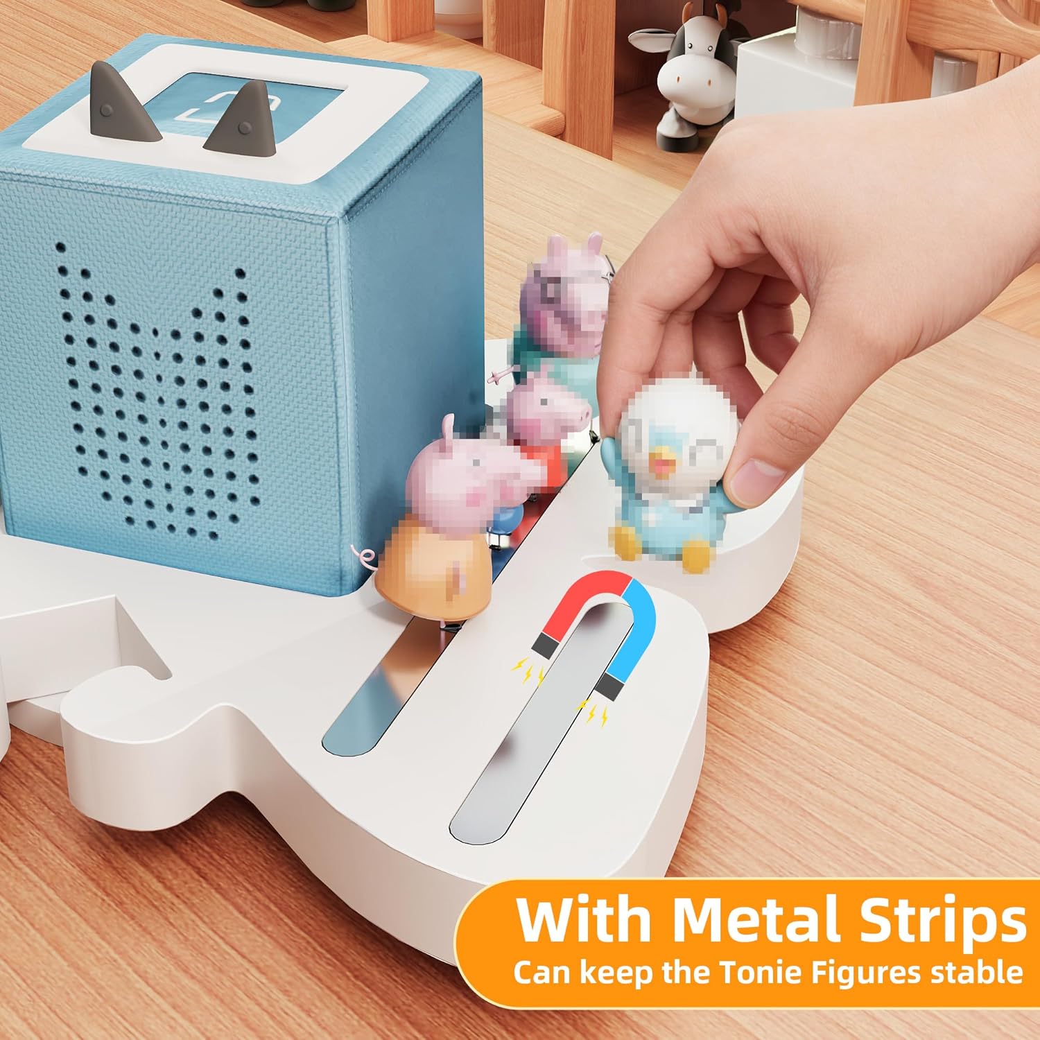 360° Rotating White Butterfly Tonies Shelf - Magnetic Pine Wooden Tonies Shelf for Toniebox, Holds 16-24 Figures, No Installation Required Storage Shelf for Kids' Playroom, Gift for Kids