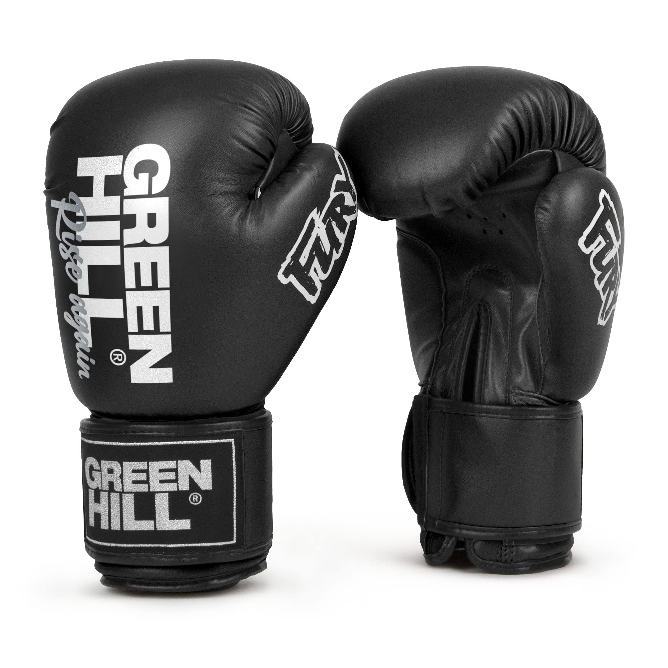 Green Hill FURY Guantoni da Boxe e Kick Boxing 10 oz 12 oz Chiusura Velcro Similpelle