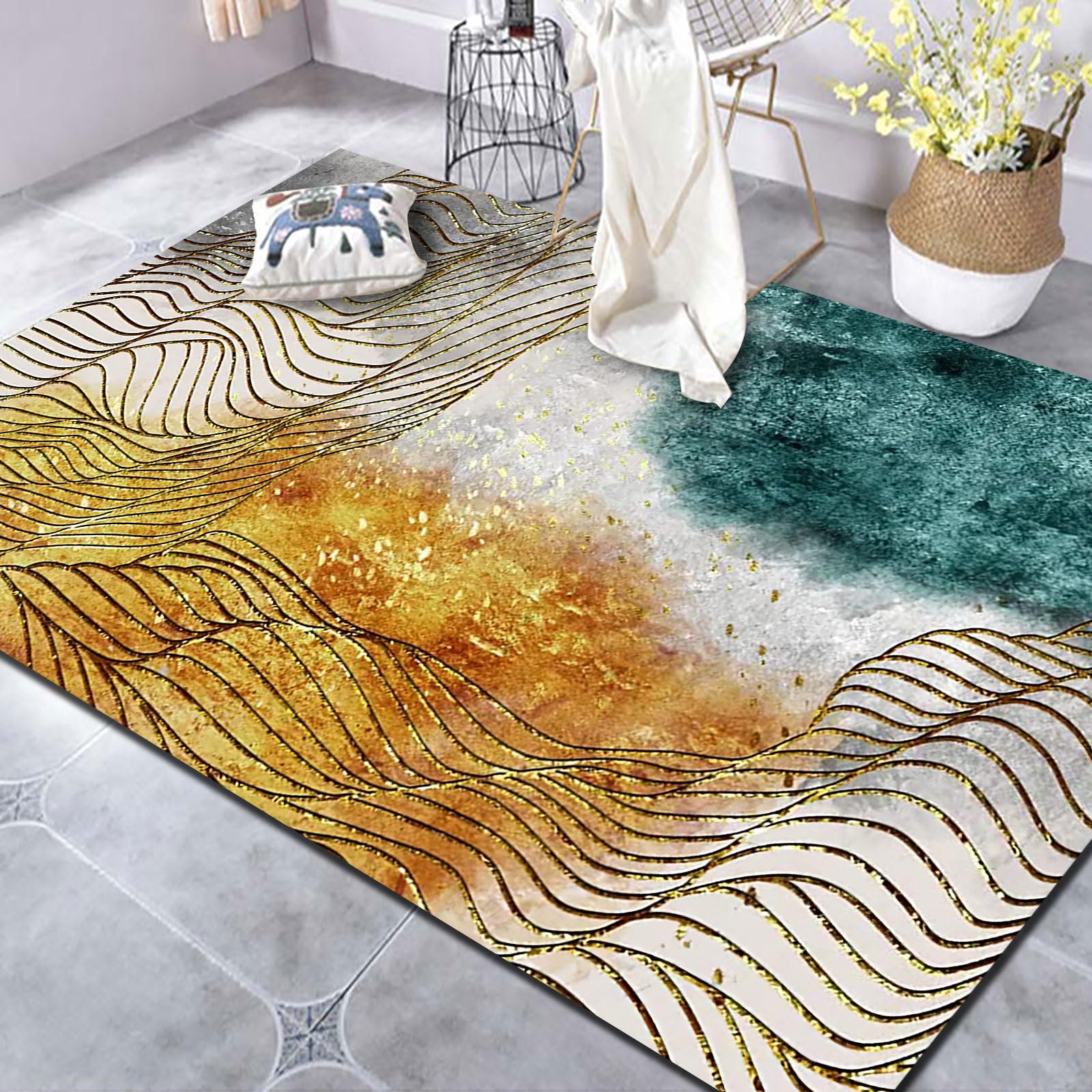 Tapis lavable antidérapant doux pour salle à manger et cuisine 110x190