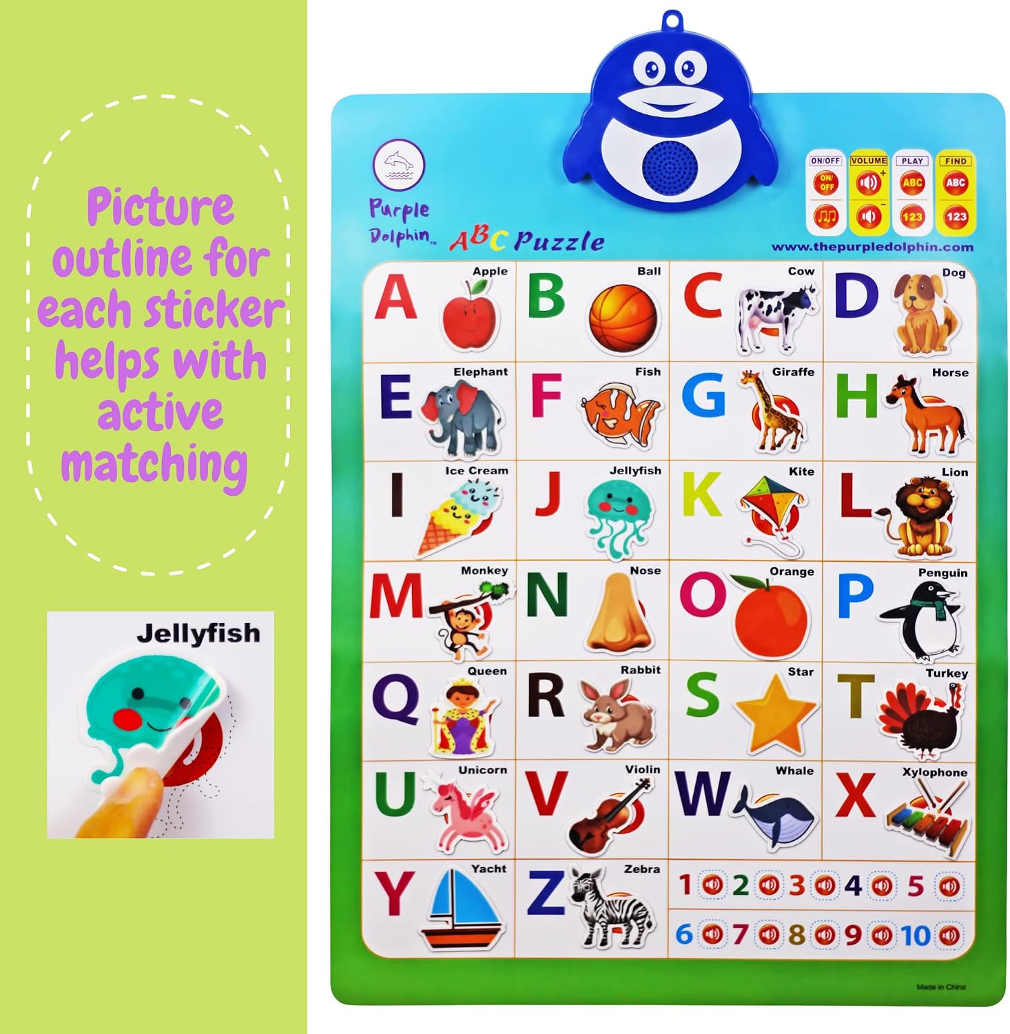 2-in-1 Interactive Alphabet Poster for Toddlers | Wall Alphabet Chart | Classroom ABC Posters | Kids Educational Toys | Children Learning Puzzle | Electronic Preschool Games | 3 year olds and up