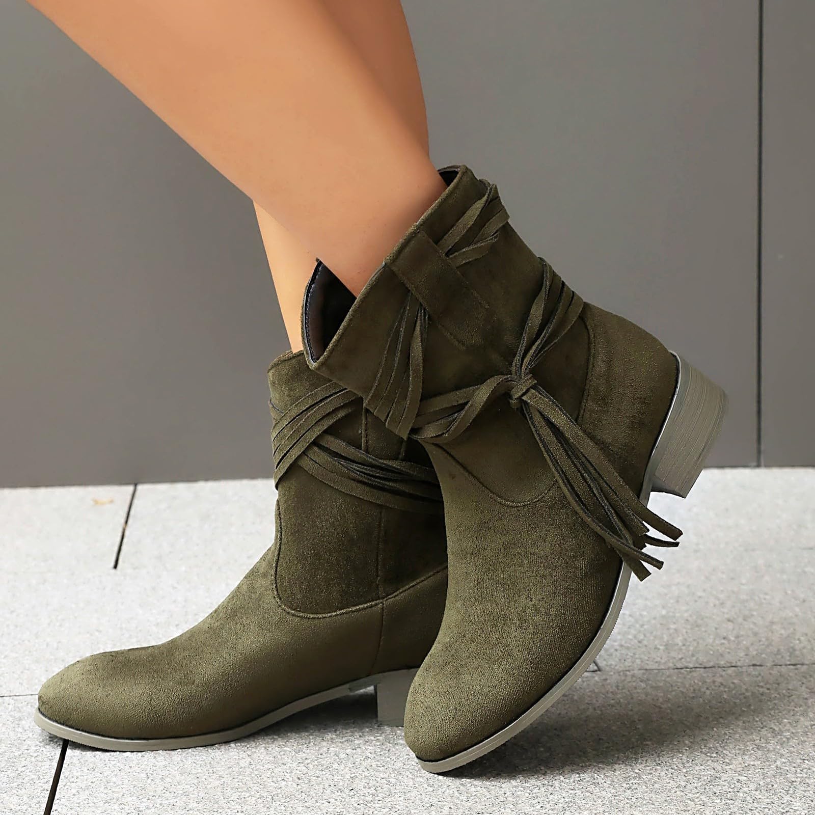 Botines De Mujer Tacón Bajo Ante Casual Oversized