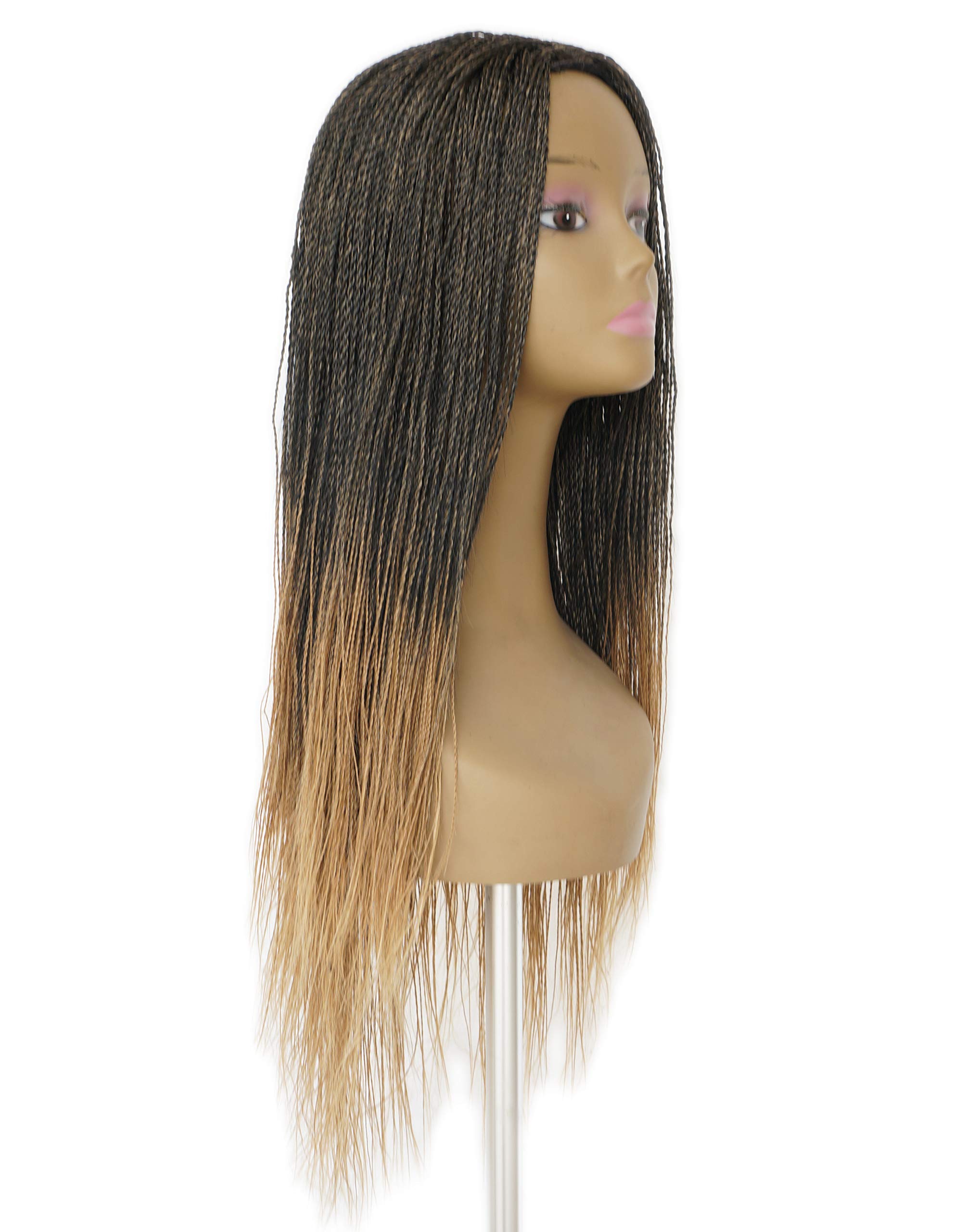 OneTree Long Micro Box Braids Hair Wigs Ombre Color Long Box Hair Wig 550G/Wig 950srtands/Wig(22Inch, Black/Brown)