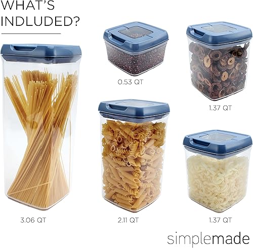 Miniatura 2 de SIMPLEMADE Fliplock - Juego de recipientes herméticos de 5 piezas, recipientes de almacenamiento de alimentos para despensa de cocina y organización