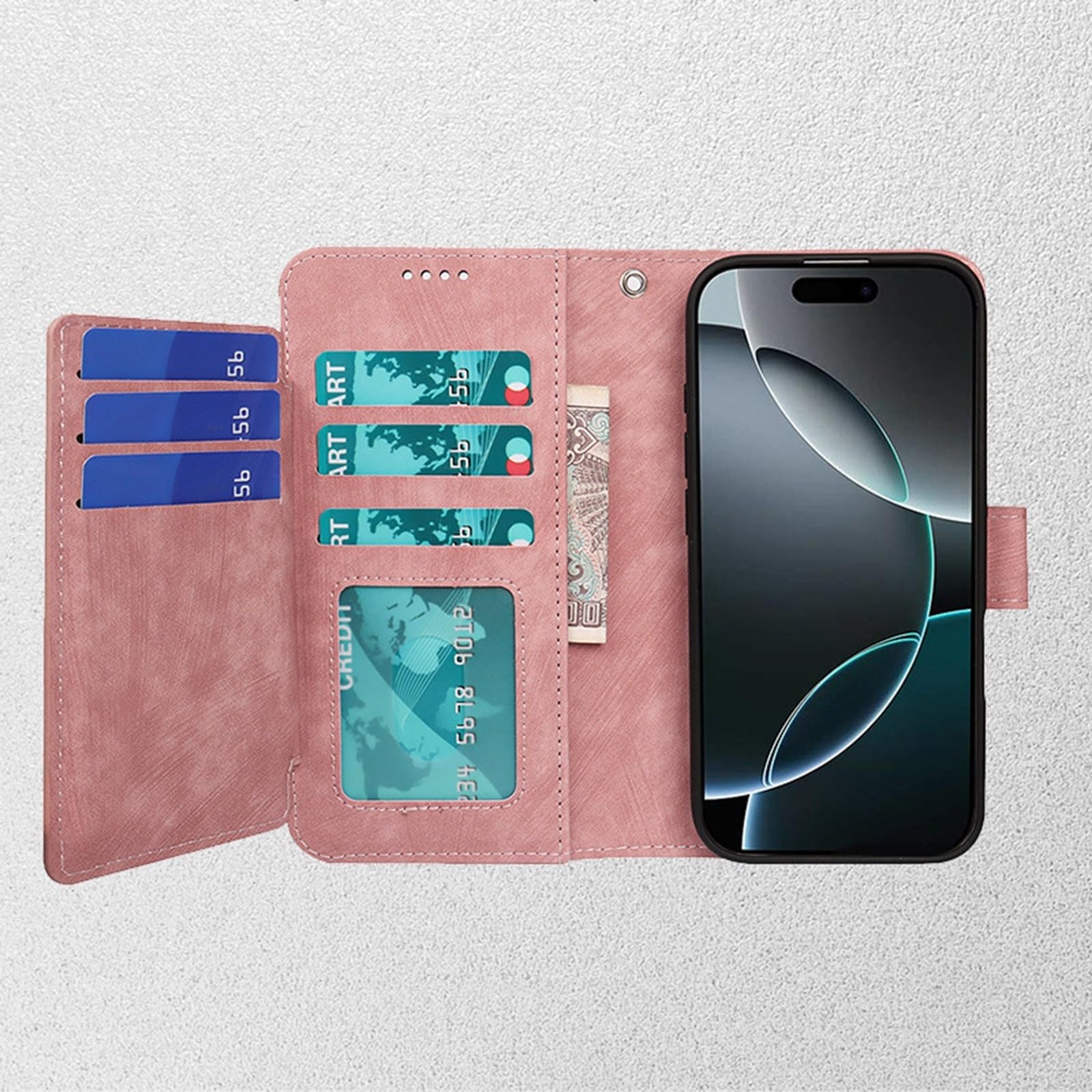 Etui na iPhone 16/16 Plus/16 Pro/16 Pro Max, etui z magnetyczną klamrą z klapką i przegródkami na karty etui na telefon komórkowy (brązowy, 16)