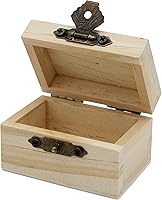 Vista 5 de Creative Hobbies Paquete de 12 mini cajas del tesoro de madera con cierre de bloqueo, cofre del tesoro de madera sin terminar para recuerdos