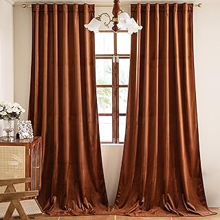 12 Living Room Curtain Ideas That Refresh Light and Mood 85 YOFUN 84 inches 2 Panels, Burnt Orange Blackout Luxury Velvet Curtains T...
