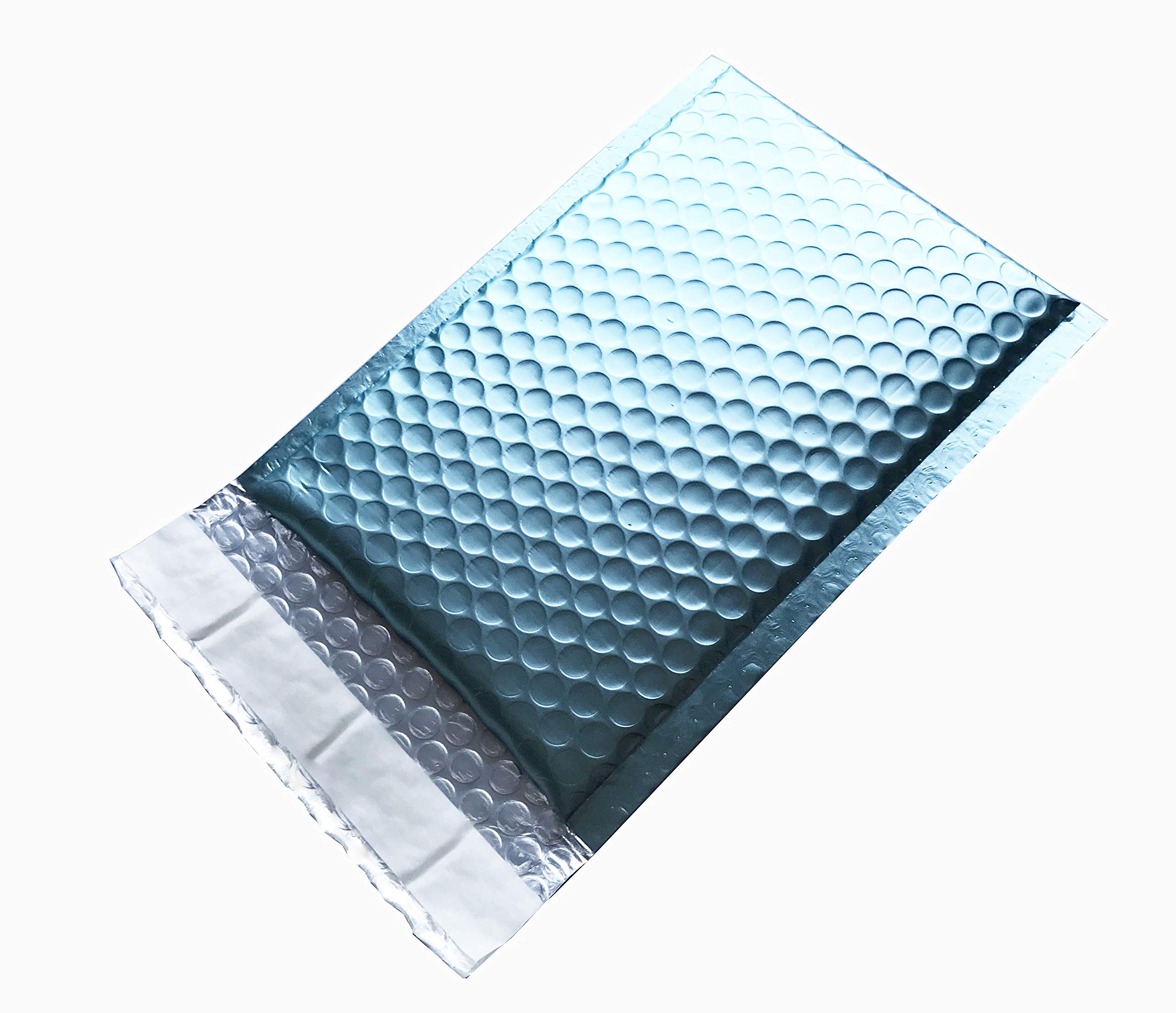 50 #000 Matte Metallic Ice Blue Poly Bubble Mailers 4x8 Inner 4x7