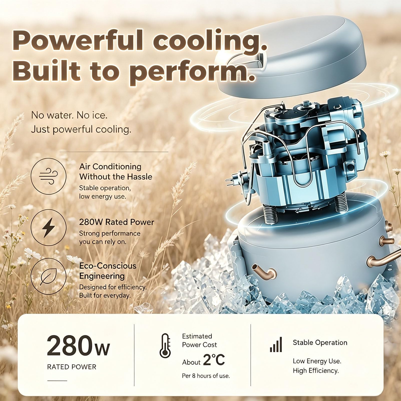Condizionatore Portatile per Camper da 2700 BTU 220V | Questo condizionatore portatile da finestra offre le modalità raffreddamento, deumidificazione e ventilazione