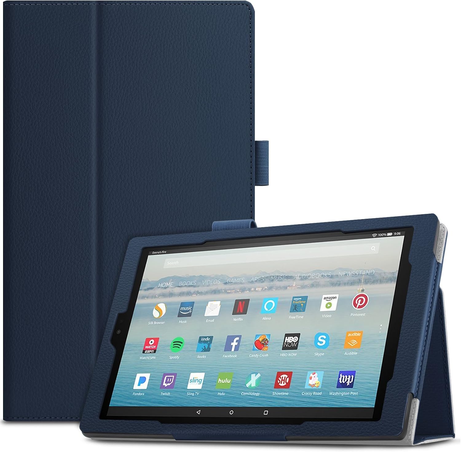 Infiland All-New Fire HD 10 2017 Case - Premium Folio Smart Stand Cover with Auto Wake/Sleep Function for All-New Fire HD 10 Tablet 10.1" (7th Generation, 2017 Release), Navy