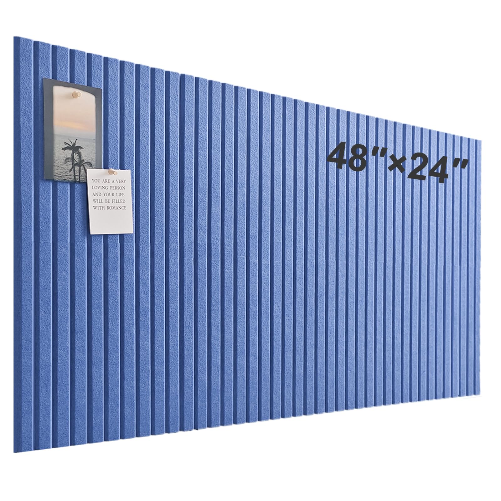 Large Cork Board for Office, 8 Pack Felt Wall Tiles with Slat Wall Paneling and Safe Removable Adhesive Tabs, Felt Bulletin Board Pin Board Cork Boards for Walls - Sky Blue — image 1