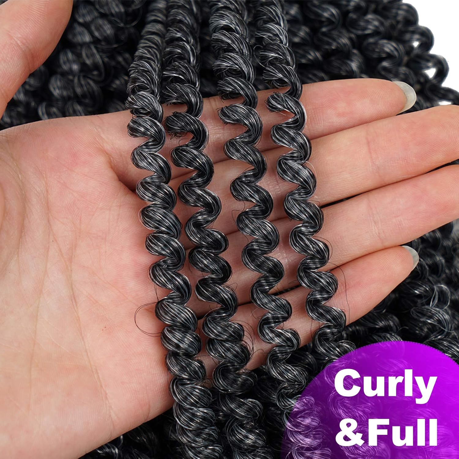 Spring Twist Hair 12 Inch YEBO 4 Packs Ombre Colors Synthetic Braiding Hair Extensions for Woman(12 Inch-4pcs, T1B/ GRAY)