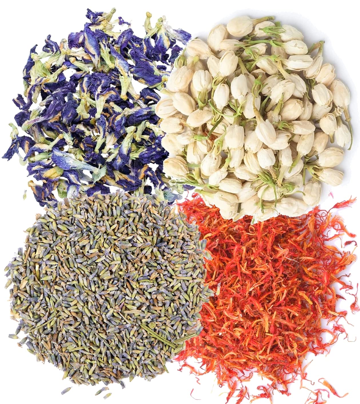 A D Food & Herbs Combo of Dried Jasmine/Safflower/Lavender/Butterfly